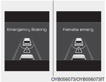 Messaggio spia AEB e controllo del sistema